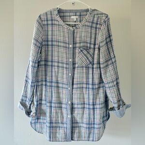 J.Jill Blue Plaid Button-Up Tunic